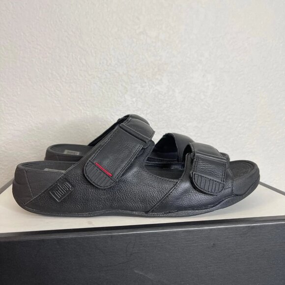 FITFLOP Gogh Moc Sandals Black Leather Adjustable Strap Slide Slip On‎ Mens 9 US main image 14